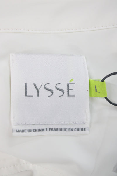 Lysse Womens Collared Long Sleeve Tunic Button Up White Size L