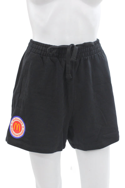 Adidas Mens Sweat Shorts Black Cotton Drawstring Sports Solid Size L