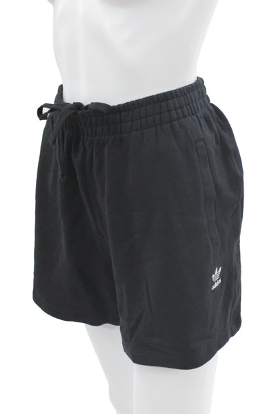 Adidas Mens Sweat Shorts Black Cotton Drawstring Sports Solid Size L