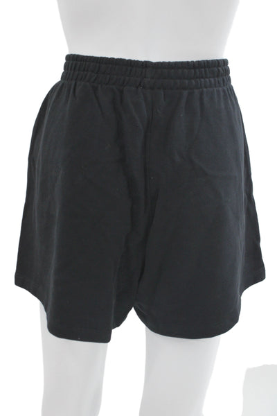 Adidas Mens Sweat Shorts Black Cotton Drawstring Sports Solid Size L