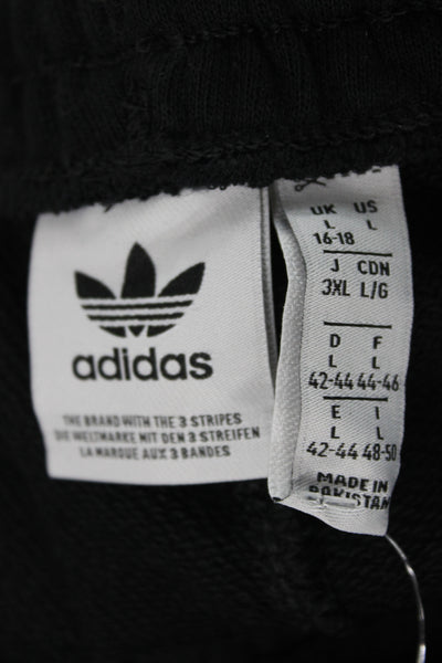 Adidas Mens Sweat Shorts Black Cotton Drawstring Sports Solid Size L