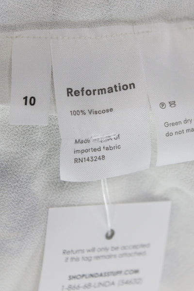 Reformation Womens Sundress White Floral V Neck Short Sleeve Viscose Size 10
