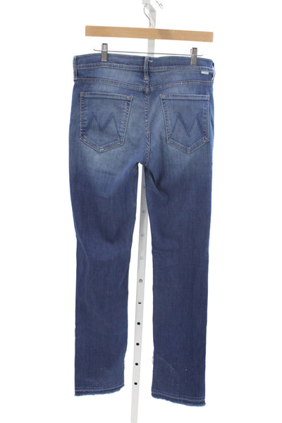 Mother Womens Skinny Straight High Rise Blue Denim Jeans Size 31