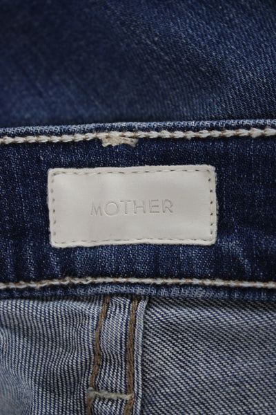 Mother Womens Skinny Straight High Rise Blue Denim Jeans Size 31