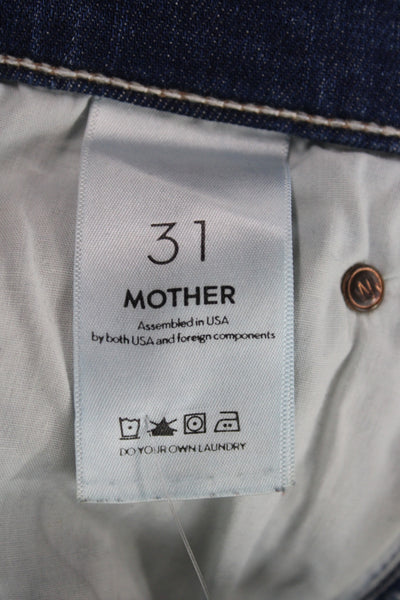 Mother Womens Skinny Straight High Rise Blue Denim Jeans Size 31
