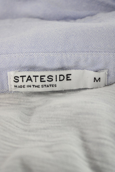 Stateside Women Light Blue Cotton Collared Button-Up Long Sleeve Top Size M
