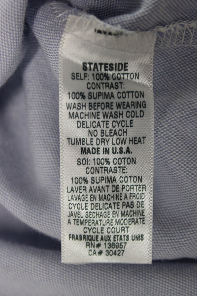 Stateside Women Light Blue Cotton Collared Button-Up Long Sleeve Top Size M