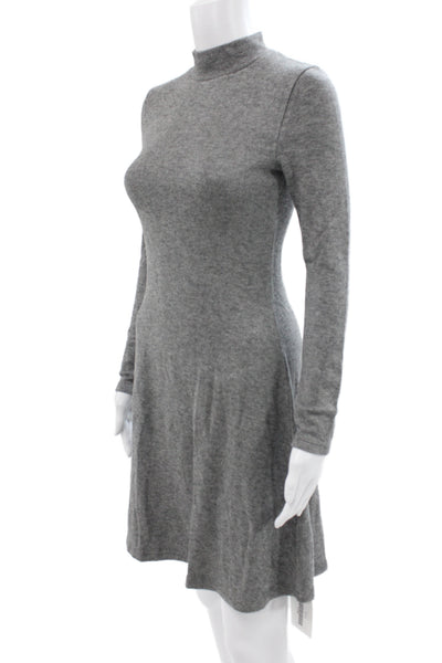 Vince Womens Gray Mockneck Long Sleeve Fit & Flare Sweater Dress Petite Size XS