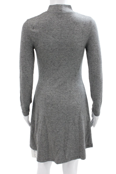 Vince Womens Gray Mockneck Long Sleeve Fit & Flare Sweater Dress Petite Size XS