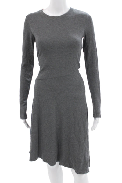 Vince Womens Gray Long Sleeve Sweater Dress Petite Size S
