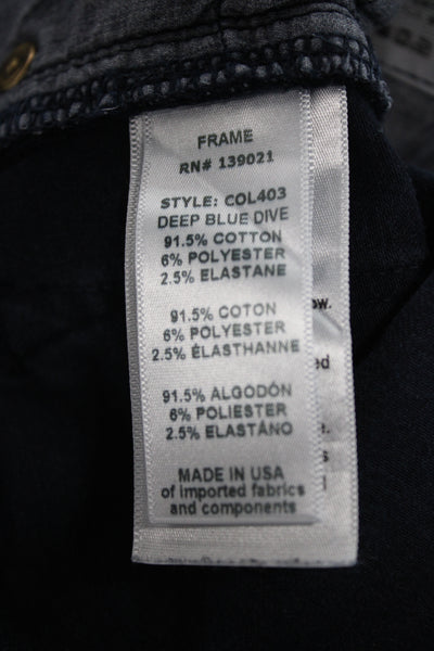 Frame Denim Women Skinny Ankle Jeans Dark Blue Mid Rise Button Fly Size 27