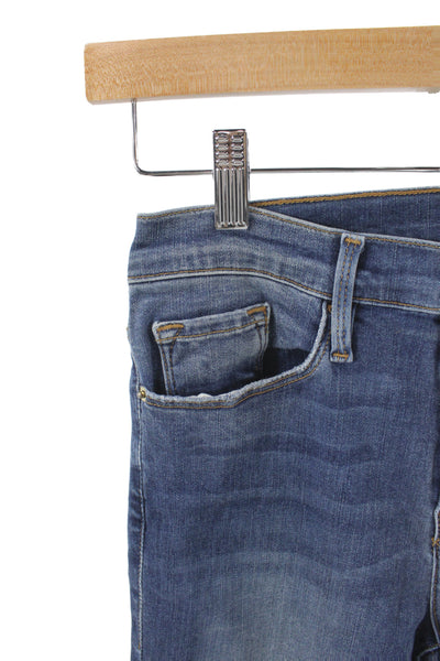Frame Denim Women Dark Blue Skinny Ankle Jeans Mid Rise Button Size 27