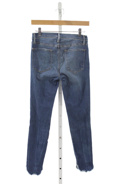 Frame Denim Women Dark Blue Skinny Ankle Jeans Mid Rise Button Size 27