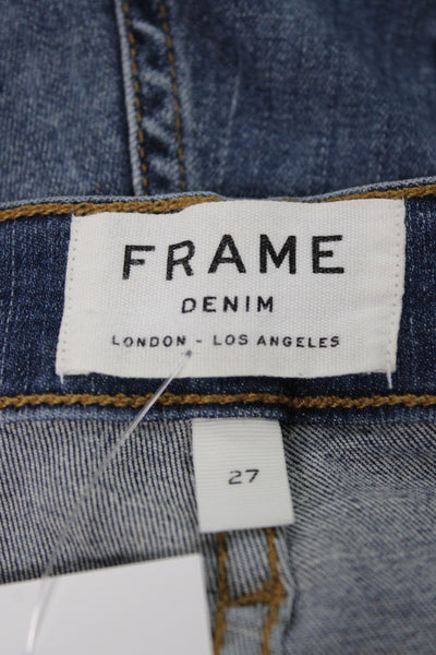 Frame Denim Women Dark Blue Skinny Ankle Jeans Mid Rise Button Size 27