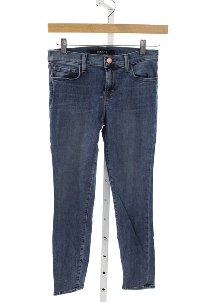 J Brand Women Skinny Capri Jeans Dark Blue Mid Rise Button Size 26