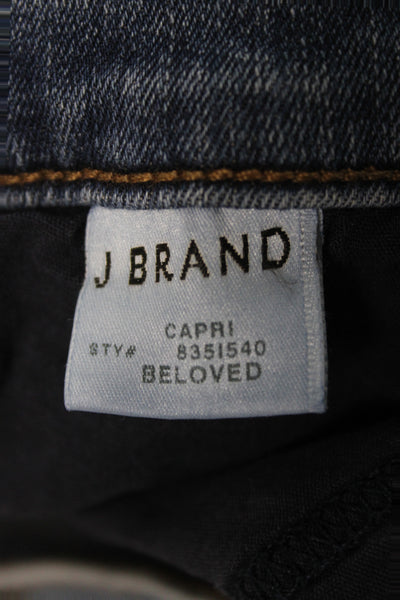 J Brand Women Skinny Capri Jeans Dark Blue Mid Rise Button Size 26