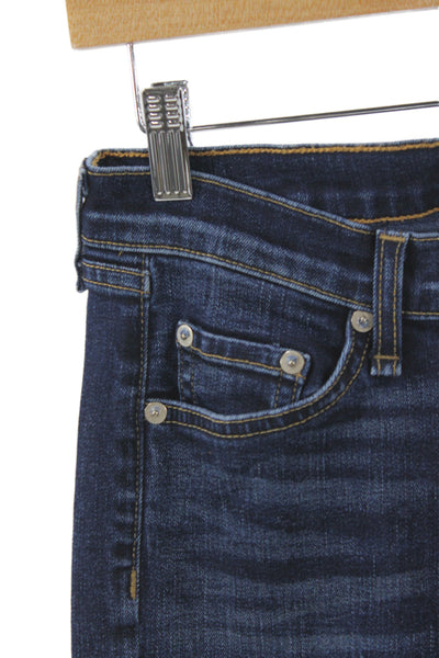 Rag & Bone Jean Womens Skinny Ankle Jeans Dark Blue Mid Rise Button Size 27