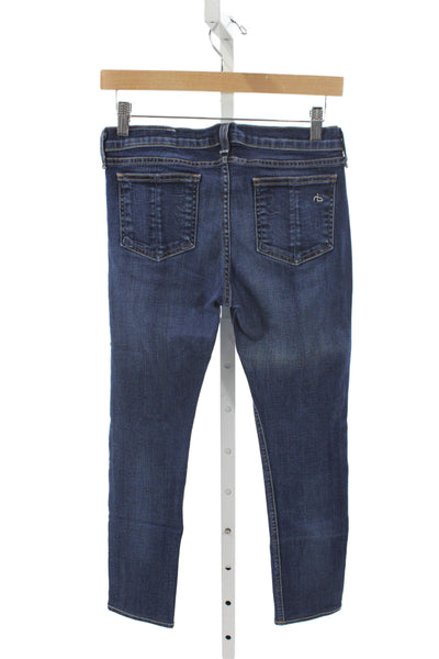 Rag & Bone Jean Womens Skinny Ankle Jeans Dark Blue Mid Rise Button Size 27