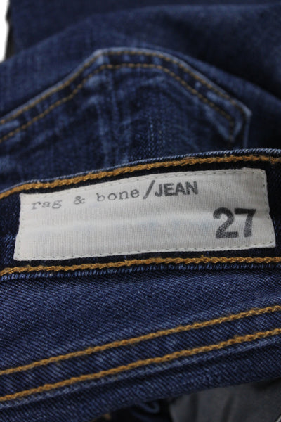 Rag & Bone Jean Womens Skinny Ankle Jeans Dark Blue Mid Rise Button Size 27