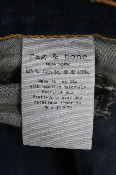 Rag & Bone Jean Womens Skinny Ankle Jeans Dark Blue Mid Rise Button Size 27