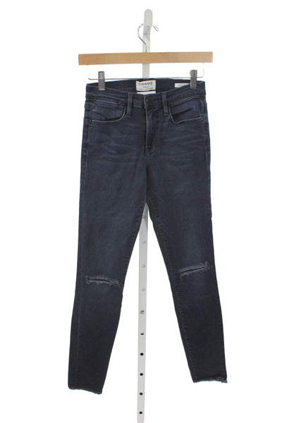 Frame Denim Womens Skinny Ankle Jeans Dark Blue High Rise Size 25