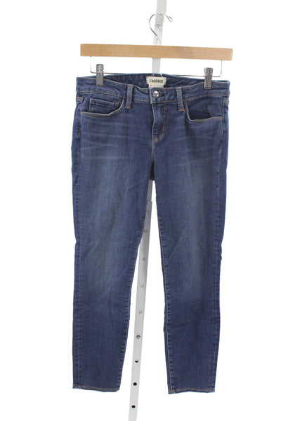L Agence Womens Cropped Skinny Dark Blue Low Rise Jeans Size 28