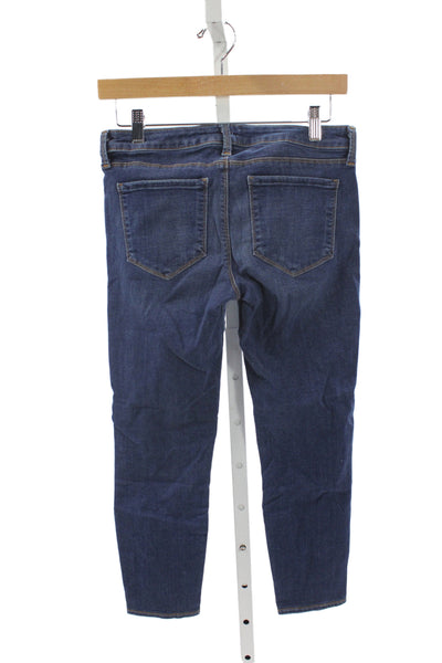 L Agence Womens Cropped Skinny Dark Blue Low Rise Jeans Size 28