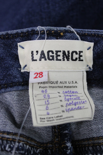 L Agence Womens Cropped Skinny Dark Blue Low Rise Jeans Size 28