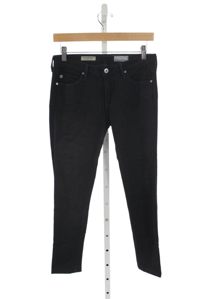 AG Adriano Goldschmied Women Ankle Skinny Jeans Black Mid Rise Button Size 27