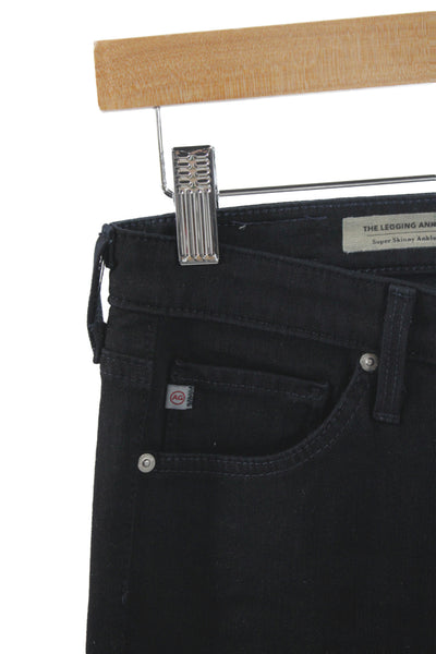 AG Adriano Goldschmied Women Ankle Skinny Jeans Black Mid Rise Button Size 27