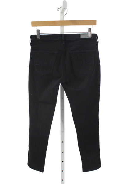 AG Adriano Goldschmied Women Ankle Skinny Jeans Black Mid Rise Button Size 27