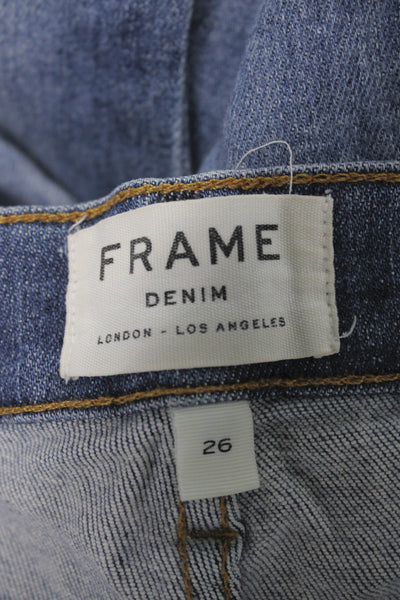 Frame Womens Cropped Skinny Jeans Blue Mid Rise Button 23in Inseam Size 26