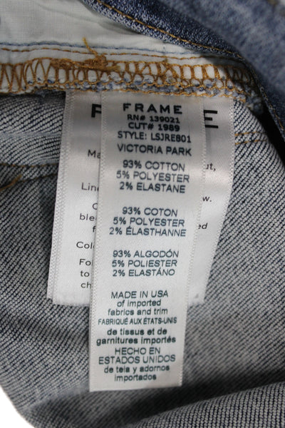 Frame Womens Cropped Skinny Jeans Blue Mid Rise Button 23in Inseam Size 26