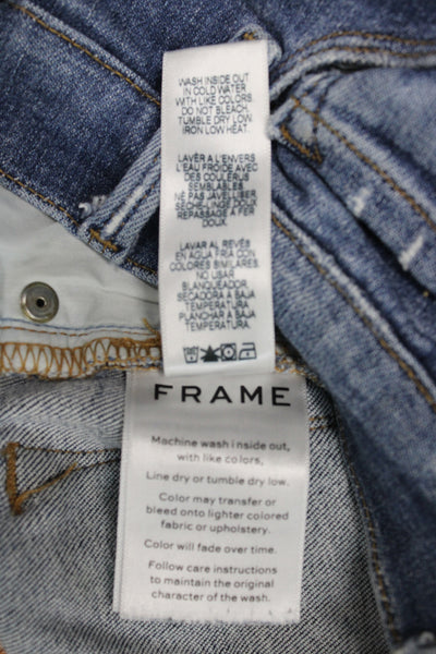 Frame Womens Cropped Skinny Jeans Blue Mid Rise Button 23in Inseam Size 26