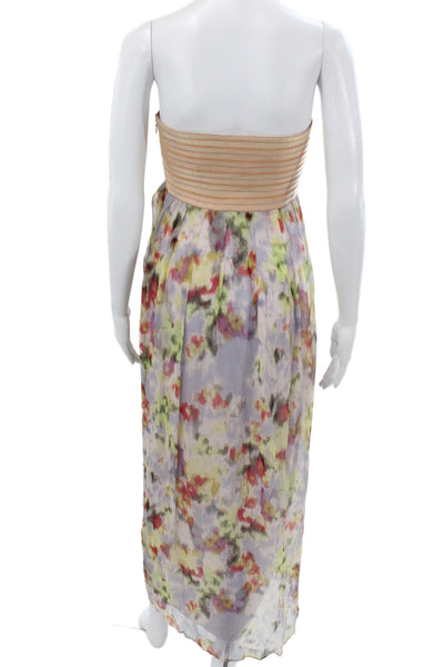 Elizabeth and James Womens Silk Floral Maxi Sundress Beige Sleeveless Size S