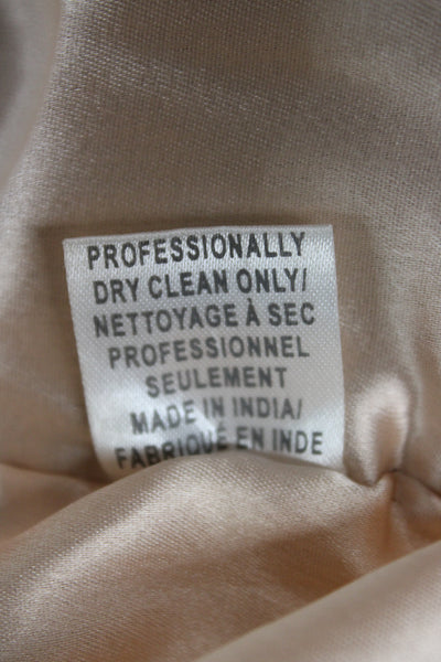 Parker Women Sheath Silk Geometric Round Neck Sleeveless Beige Dress Size XS