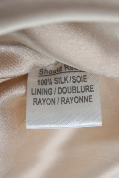 Parker Women Sheath Silk Geometric Round Neck Sleeveless Beige Dress Size XS