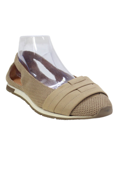 Gentle Souls Womens Suede Cut Out Slide On Flats Beige Size 9