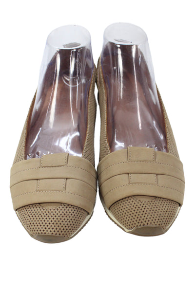 Gentle Souls Womens Suede Cut Out Slide On Flats Beige Size 9
