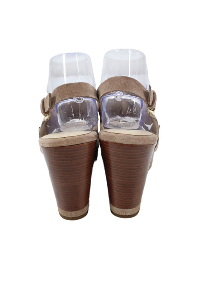 Cole Haan Womens Suede Wedge Slingbacks Sandals Beige Size 9 B