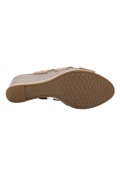 Cole Haan Womens Suede Wedge Slingbacks Sandals Beige Size 9 B