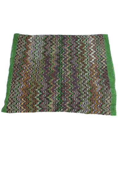 Missoni Orange Label Womens Abstract Striped Fringe Trim Scarf Multi Colored