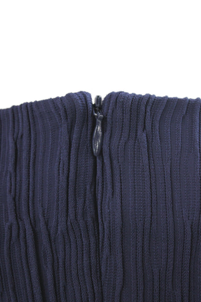M.M. Lafleur Women Sheath Dress Dark Blue Long Sleeve High Neck Mid-Calf Size S