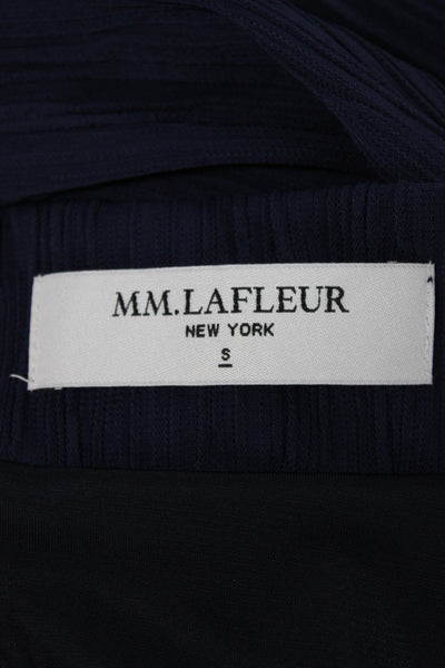 M.M. Lafleur Women Sheath Dress Dark Blue Long Sleeve High Neck Mid-Calf Size S