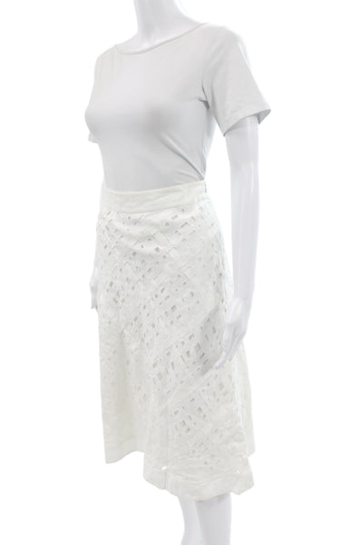 Lafayette 148 New York Women A-Line Flare Linen Geometric Skirt Size 6