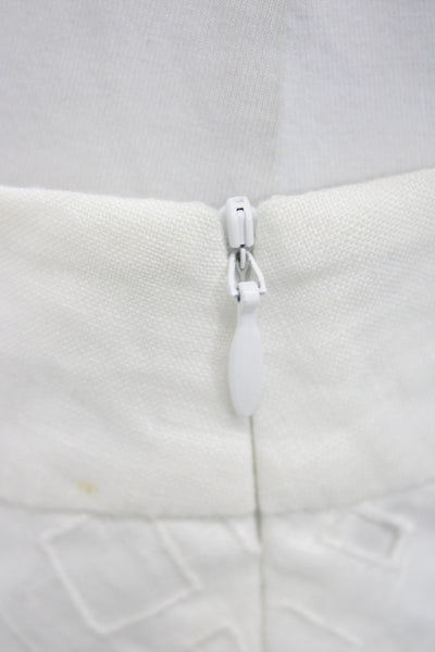 Lafayette 148 New York Women A-Line Flare Linen Geometric Skirt Size 6