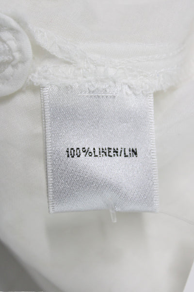 Lafayette 148 New York Women A-Line Flare Linen Geometric Skirt Size 6