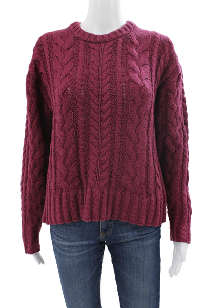 J Crew Women Purple Cotton Crew Neck Pullover Sweater Long Sleeve Size S