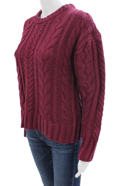 J Crew Women Purple Cotton Crew Neck Pullover Sweater Long Sleeve Size S