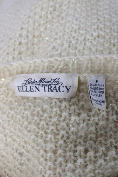 Linda Allard Ellen Tracy Unisex Beige Mohair Blend Pullover Sweater Size 0P